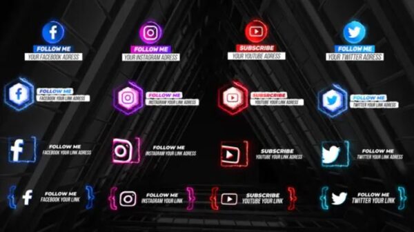 Neon Social Media Lower Thirds V2